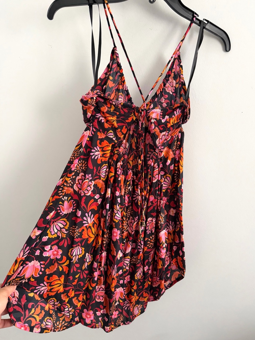 FREE PEOPLE Pixie Printed Tunic Size Small - Black Motif Boho Floral Top - NWT - Picture 5 of 11